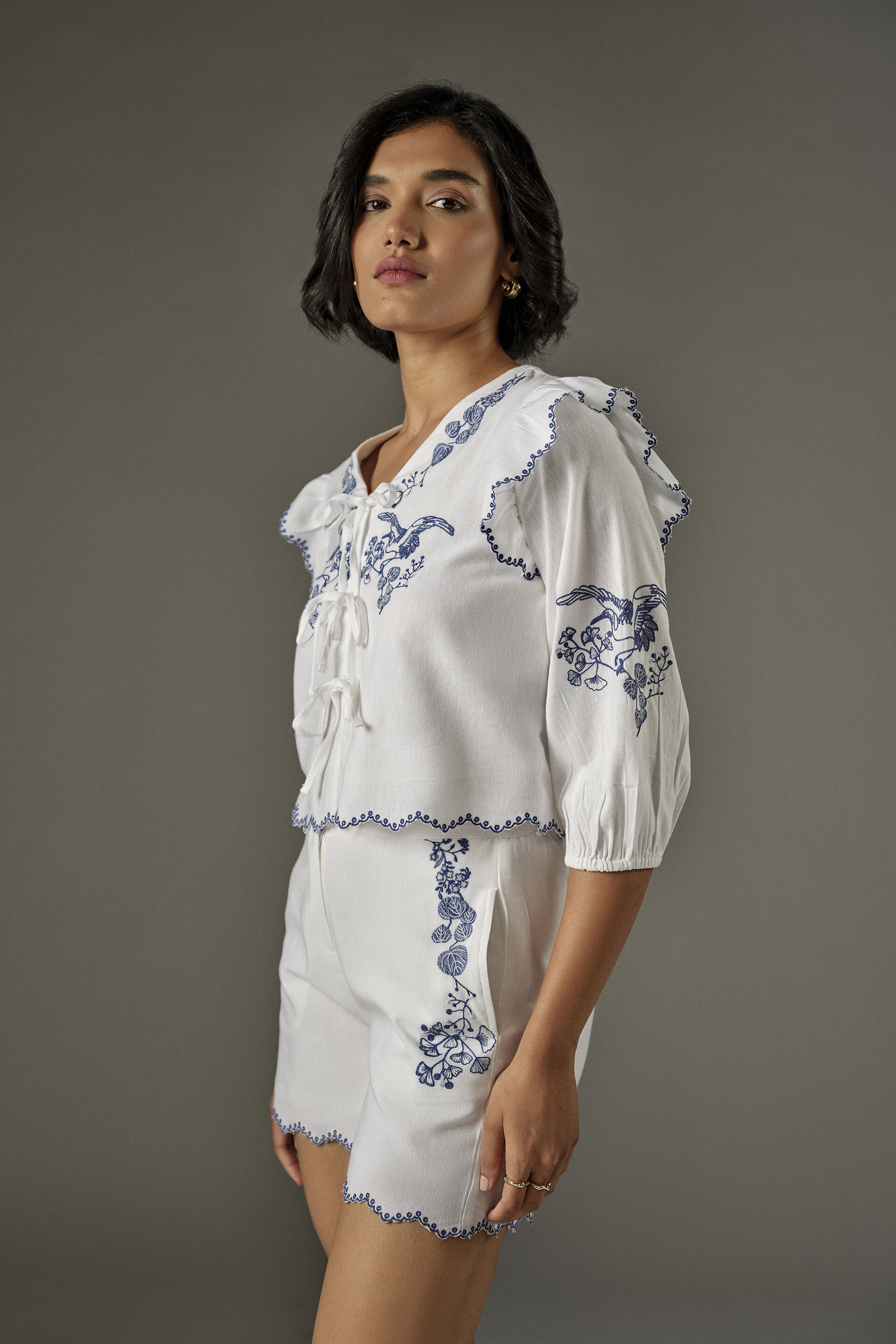 Elegant Embroidered Co-ord in White, White, image 5